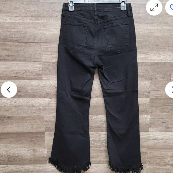 Just Black Denim High Rise Curve Hem Jeans Black‎ Fringe Raw Hem Womens 29 - Picture 2 of 8
